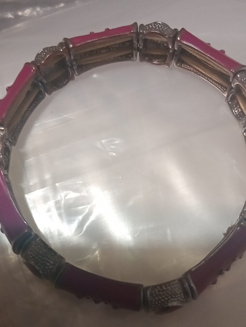Elegant Pink and Silver Women’s Stretch Bracelet - Picture 4 of 5